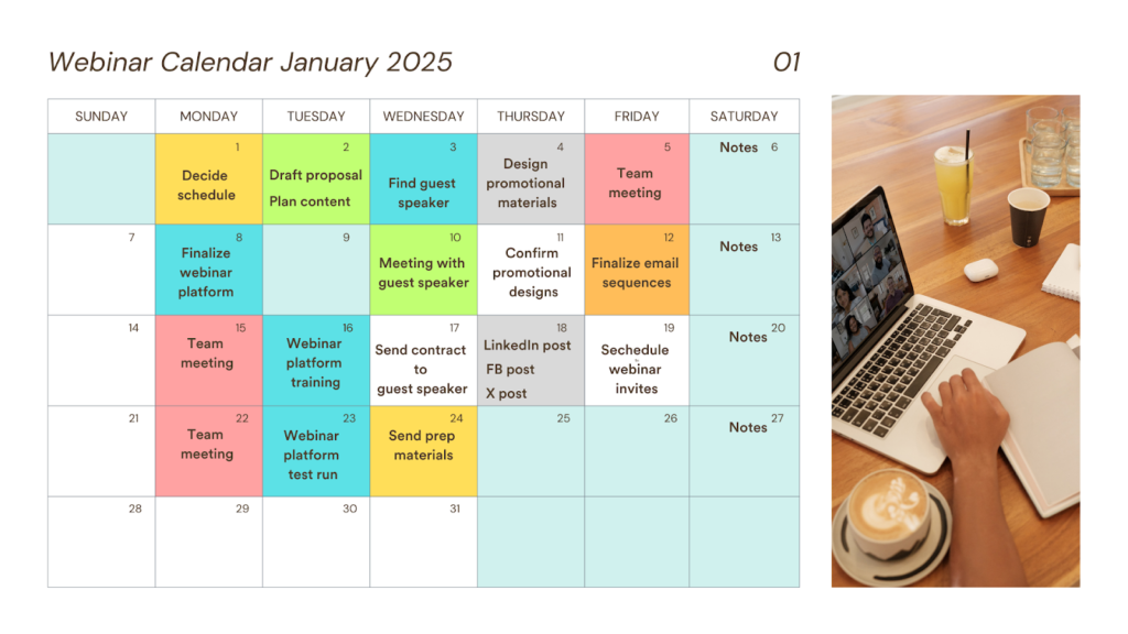 Sample Webinar Calendar Template